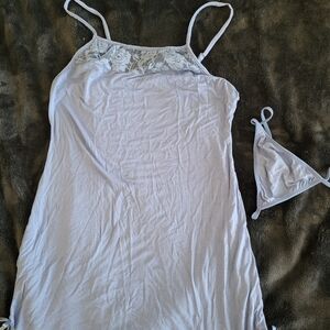 Blue Chemise with Elegant Lace Details